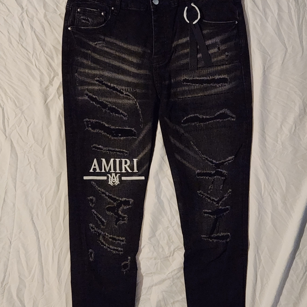 AMIRI Black Distressed Skinny Jeans
